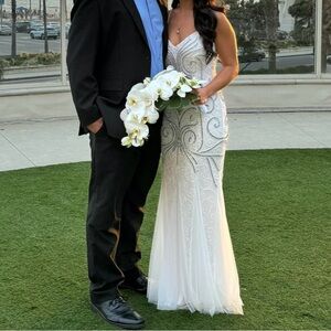 White gorgeous elegant beaded dress